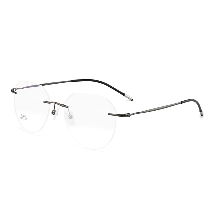 Men's Eyeglasses Ultralight Titanium Alloy Rimless S7052 Rimless Gmei Optical Grey  