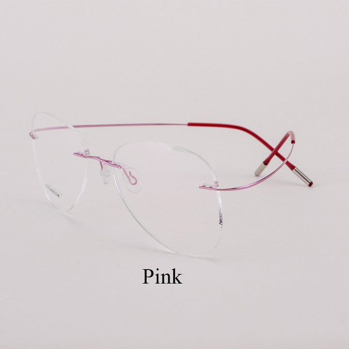 Bclear Men's Eyeglasses Titanium Rimless Lightweight Flexible 20002 Rimless Bclear Pink  