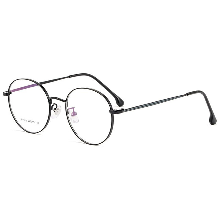 KatKani Unisex Full Rim Round Alloy Frame Eyeglasses 0180062 Full Rim KatKani Eyeglasses Black  