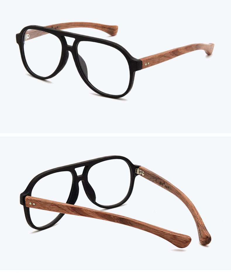 Hdcrafter Unisex Full Rim Double Bridge Round Wood Frame Eyeglasses 7428d Full Rim Hdcrafter Eyeglasses   