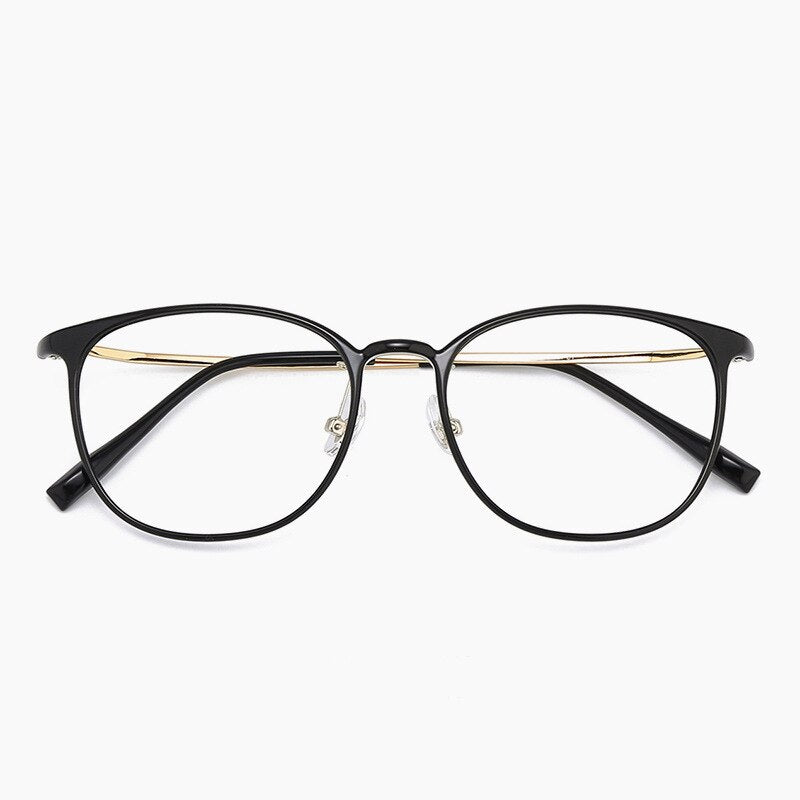KatKani Unisex Full Rim Ultem Resin Plated Steel Frame Eyeglasses H66066 Full Rim KatKani Eyeglasses Black Gold  