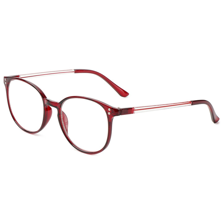 High-Definition Reading Glasses Unisex Ultralight Pc Frames Glasses Vision Care Eyewear +1.00~4.00 Reading Glasses Gootrades +100 Wine red 