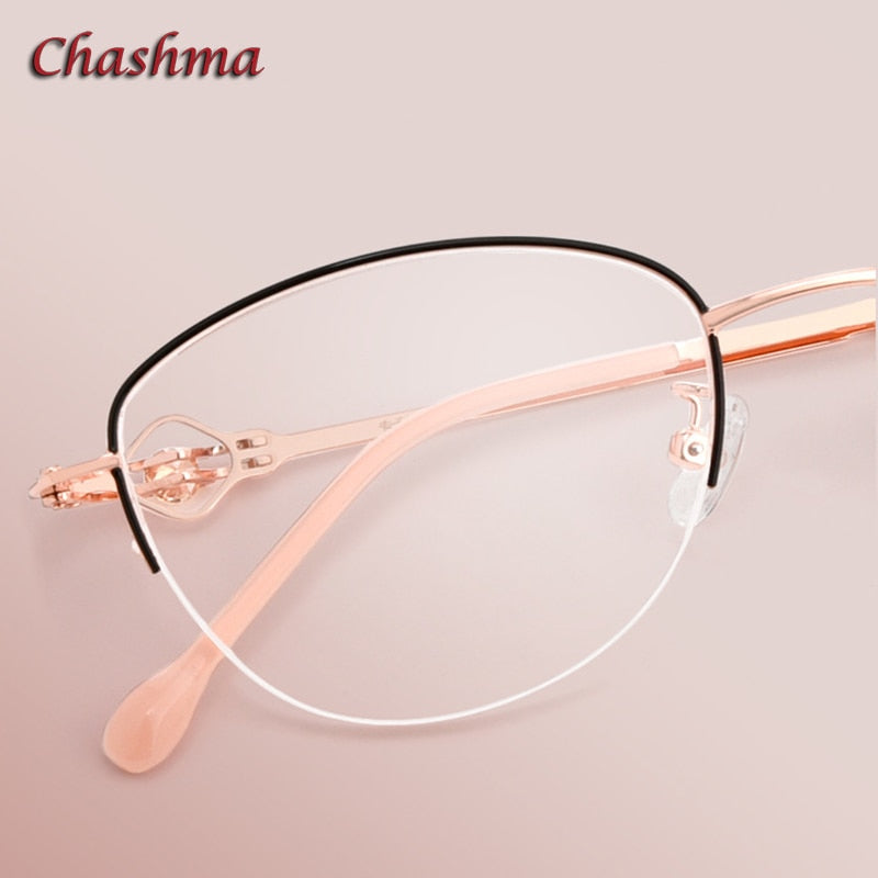 Chashma Ochki Women's Semi Rim Square Cat Eye Stainless Steel Eyeglasses 8025 Semi Rim Chashma Ochki   