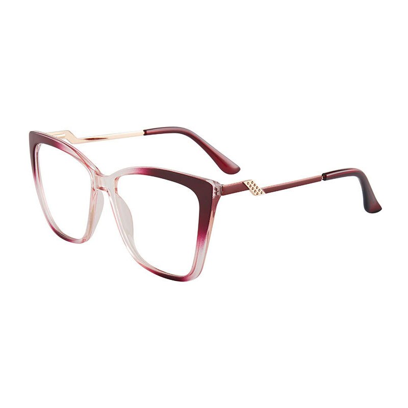 Hotony Women's Full Rim TR 90 Resin Square Cat Eye Frame Eyeglasses 7049 Full Rim Hotony Red  