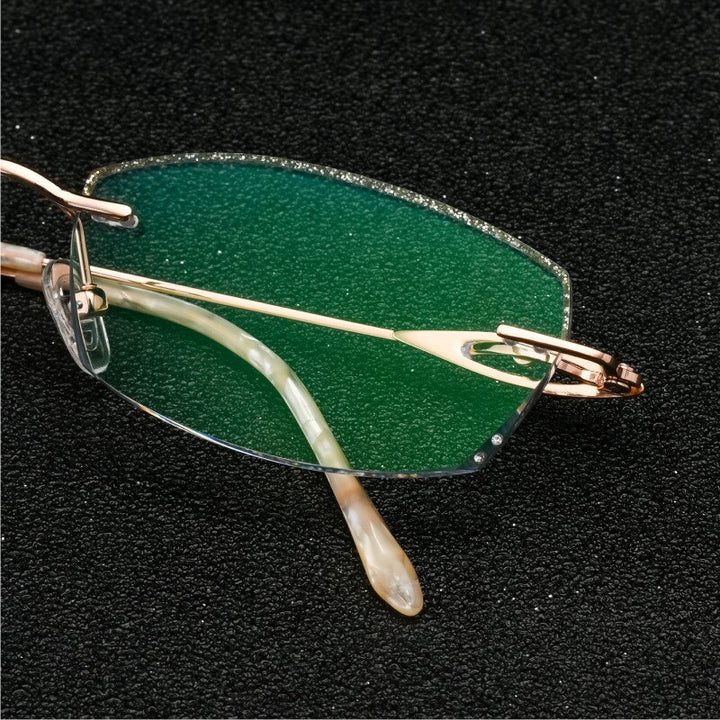 Reven Jate Titanium Women's Eyeglasses Rimless Diamond Cutting 1806 Rimless Reven Jate   