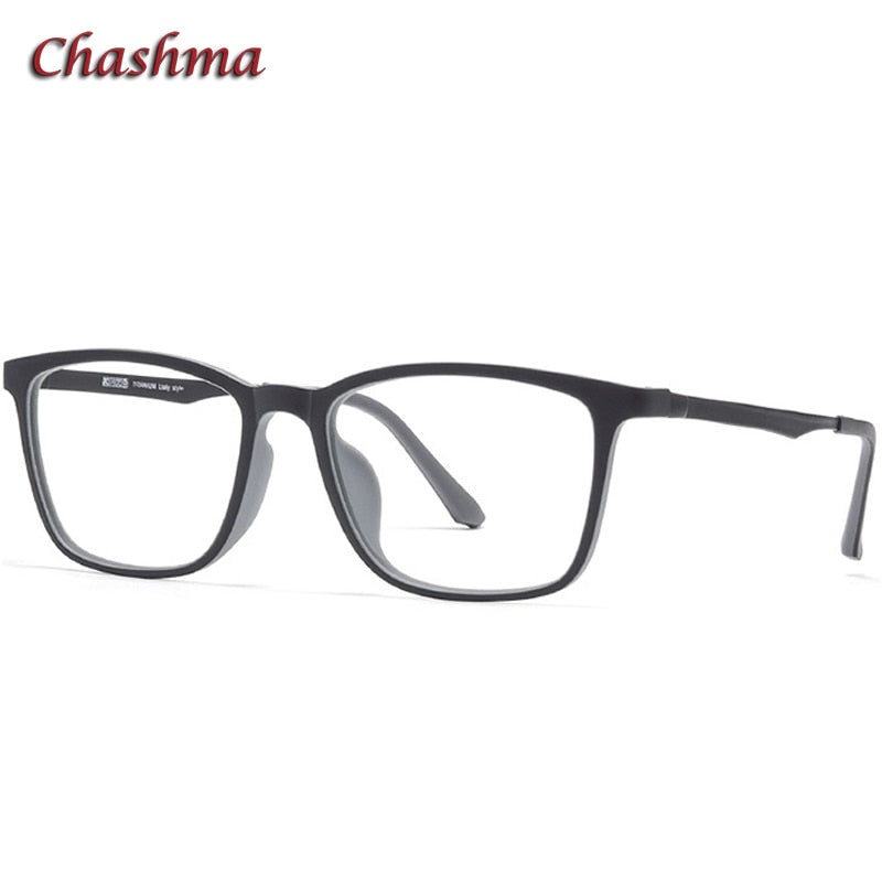 Chashma Ochki Unisex Large Round Square  Tt 90 Titanium Eyeglasses 8808 Frame Chashma Ochki Black Gray  