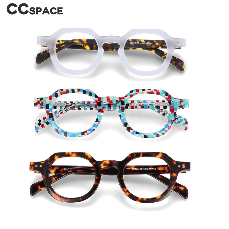 CCspace Unisex Full Rim Round Acetate Frame Eyeglasses 49875 Full Rim CCspace   