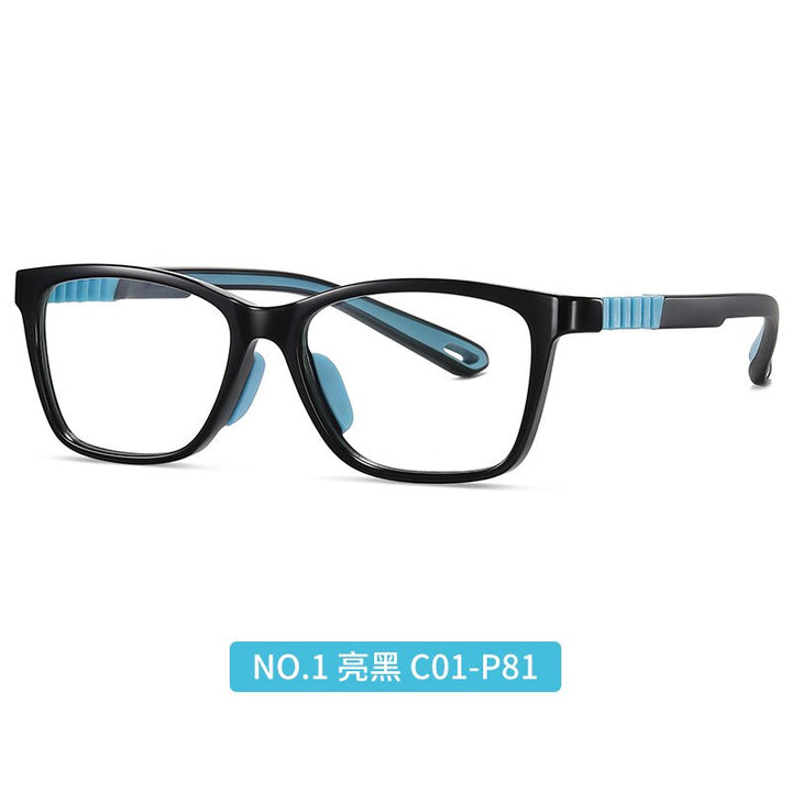 Children's Unisex Full Rim TR Silica Gel Titanium Frame Eyeglasses Trzc812 Full Rim Bclear Bright Black  