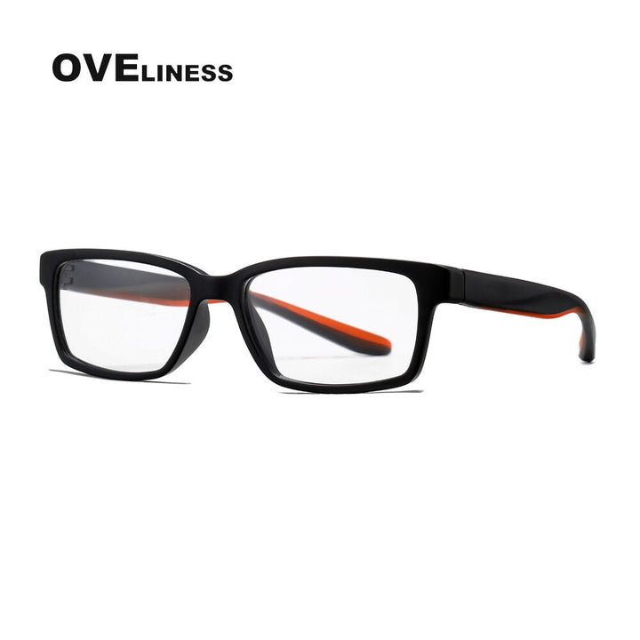 Oveliness Men's Full Rim Square Tr 90 Titanium Eyeglasses 7103 Full Rim Oveliness black orange  