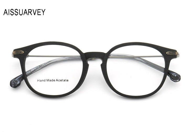 Aissuarvey Unisex Full Rim Round Frame Wooden Eyeglasses D6629 Full Rim Aissuarvey Eyeglasses   