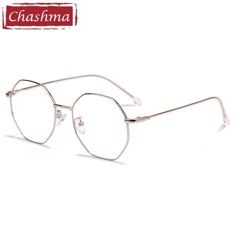 Chashma Ottica Unisex Full Rim Polygon Stainless Steel Alloy Eyeglasses 1101/1100 Full Rim Chashma Ottica 1101 Silver  