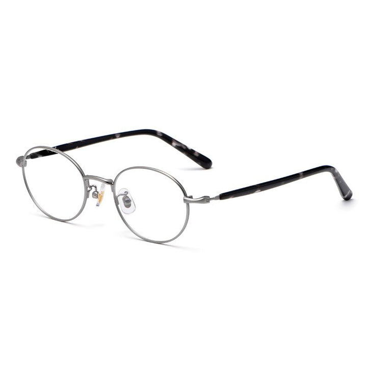 Aissuarvey Alloy Acetate Full Rim Round Frame Unisex Eyeglasses Full Rim Aissuarvey Eyeglasses Silver  