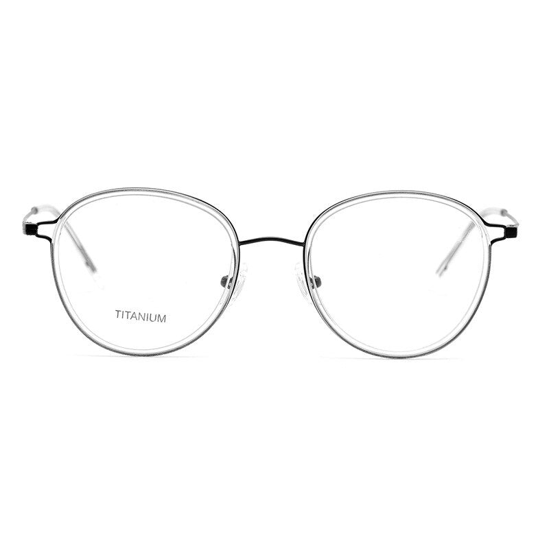 Aissuarvey Round Full Rim Titanium Frame Eyeglasses Unisex Full Rim Aissuarvey Eyeglasses Black clear  