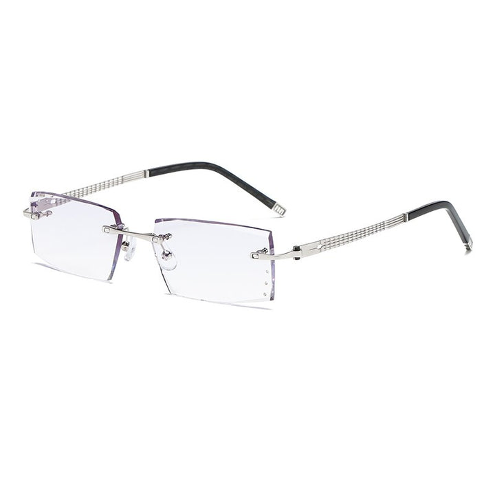 Zirosat 58129 Unisex Eyeglasses Square Rimless Rimless Zirosat silver diamond cut  
