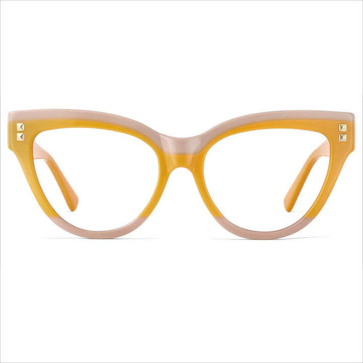 CCSpace Unisex Full Rim Oversized Cat Eye Acetate Frame Eyeglasses 49795 Full Rim CCspace Orange  