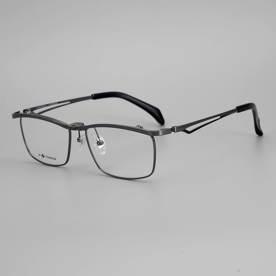 Muzz Men's Full Rim Square Titanium Flip Up Frame Eyeglasses T18043 Full Rim Muzz gray  