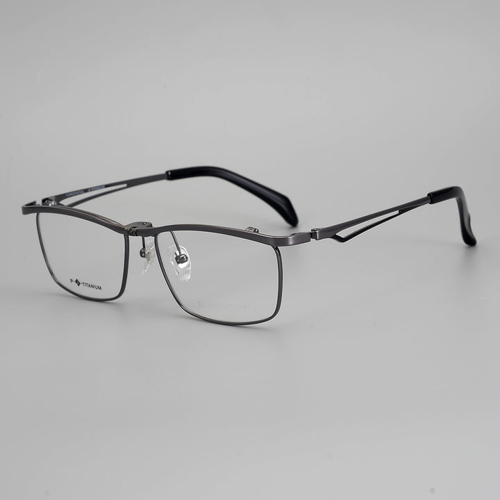Muzz Men's Full Rim Square Titanium Flip Up Frame Eyeglasses 18043 Full Rim Muzz gray  