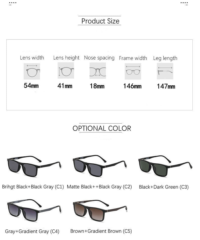 Yimaruili Unisex Full Rim Resin Frame Eyeglasses With Polarized Lens Magnetic Clip On Sunglasses 2146 Clip On Sunglasses Yimaruili Eyeglasses   