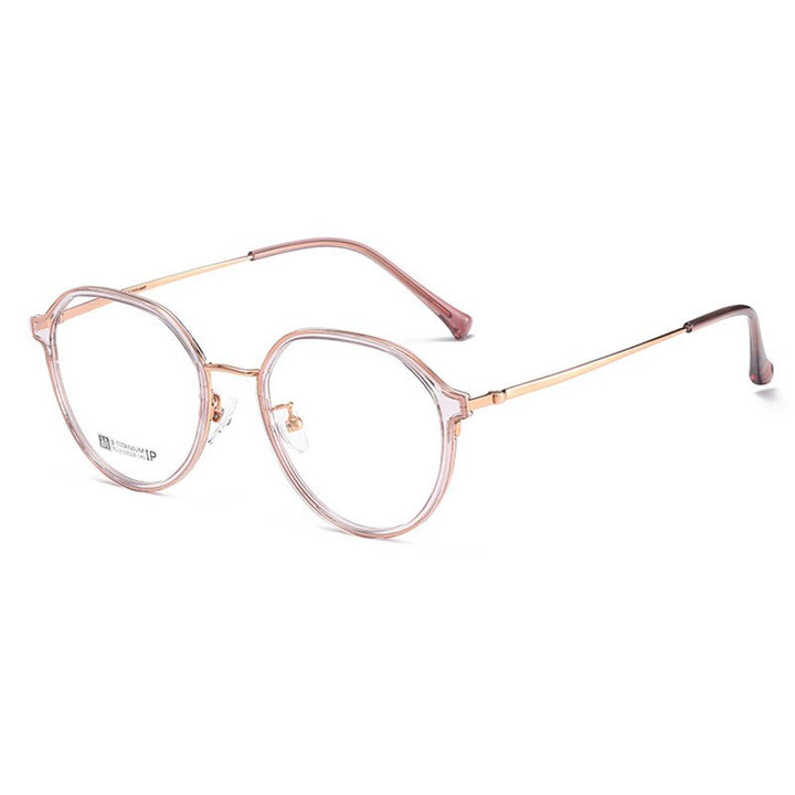 Hotochski Unisex Full Rim Round Beta Titanium Frame Eyeglasses 7012 Full Rim Hotochki Gray-Rose Gold  