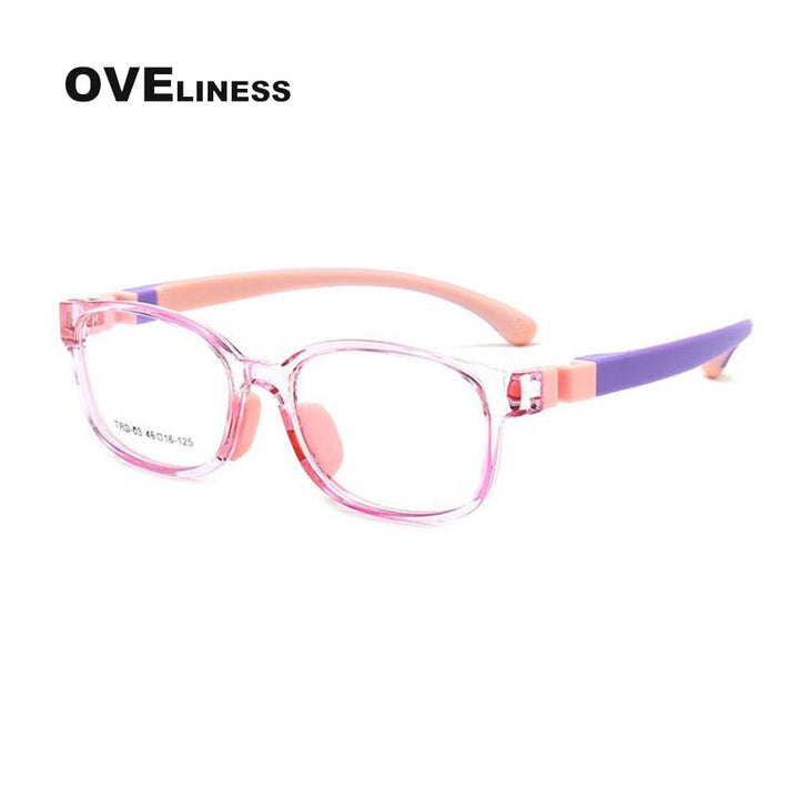 Oveliness Unisex Children's Full Rim Square Tr 90 Titanium Eyeglasses Olp03 Full Rim Oveliness C12  
