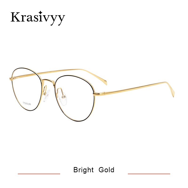 Krasivyy Unisex Full Rim Round Titanium Eyeglasses Kr16063 Full Rim Krasivyy Bright Gold China 