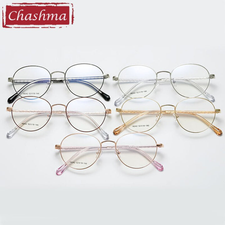 Chashma Ottica Unisex Full Rim Round Alloy Acetate Eyeglasses 19242 Full Rim Chashma Ottica   