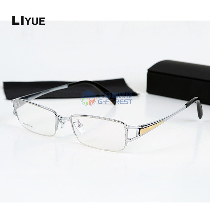 Oveliness Men's Semi Rim Square Titanium Eyeglasses 36020 Semi Rim Oveliness silver  