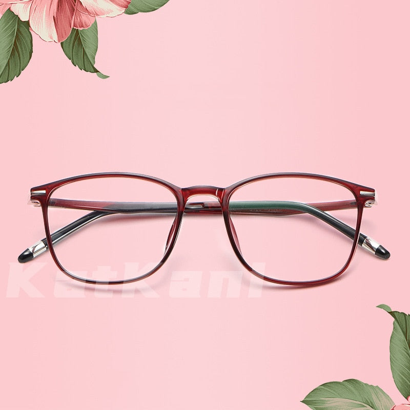 KatKani Women's Full Rim Square TR 90 Resin Frame Eyeglasses K6120 Full Rim KatKani Eyeglasses   