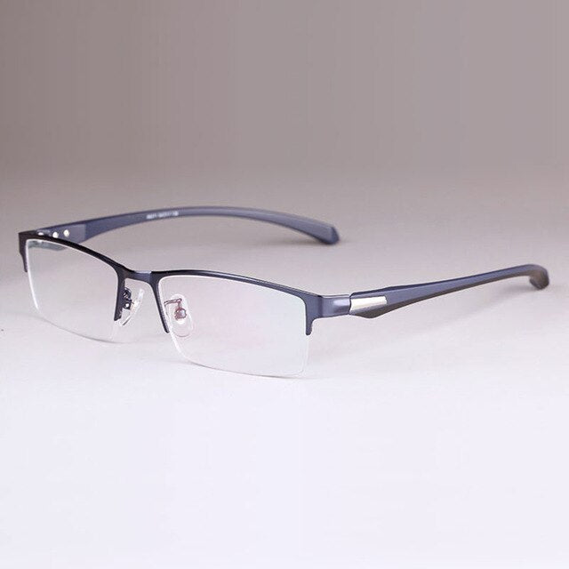 Men's Full Half Rim IP Electroplated Titanium Alloy Frame Eyeglasses 66071 Semi Rim Bclear half rim blue  