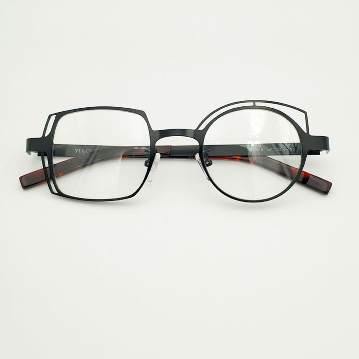 Unisex Round Assymetric Reading Glasses Customizable Lens Index 811010 Reading Glasses Yujo   