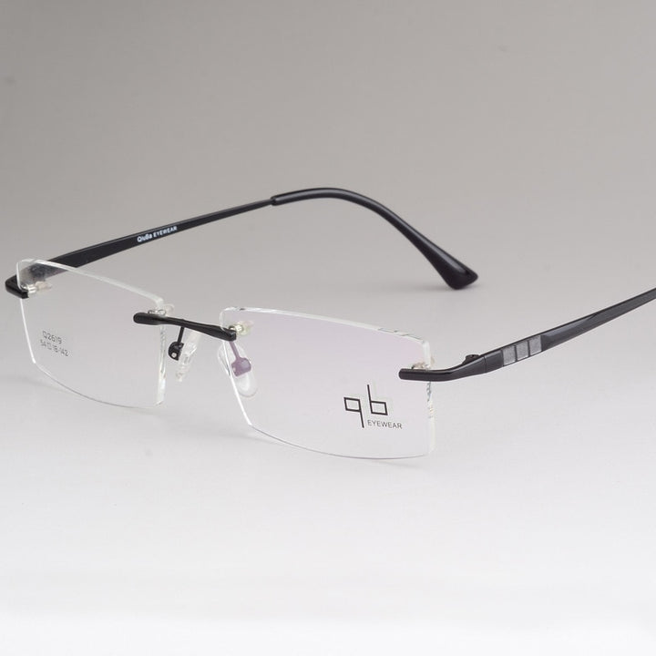Men's Rimless Alloy Frame Eyeglasses Ztq2619 Rimless Bclear black  