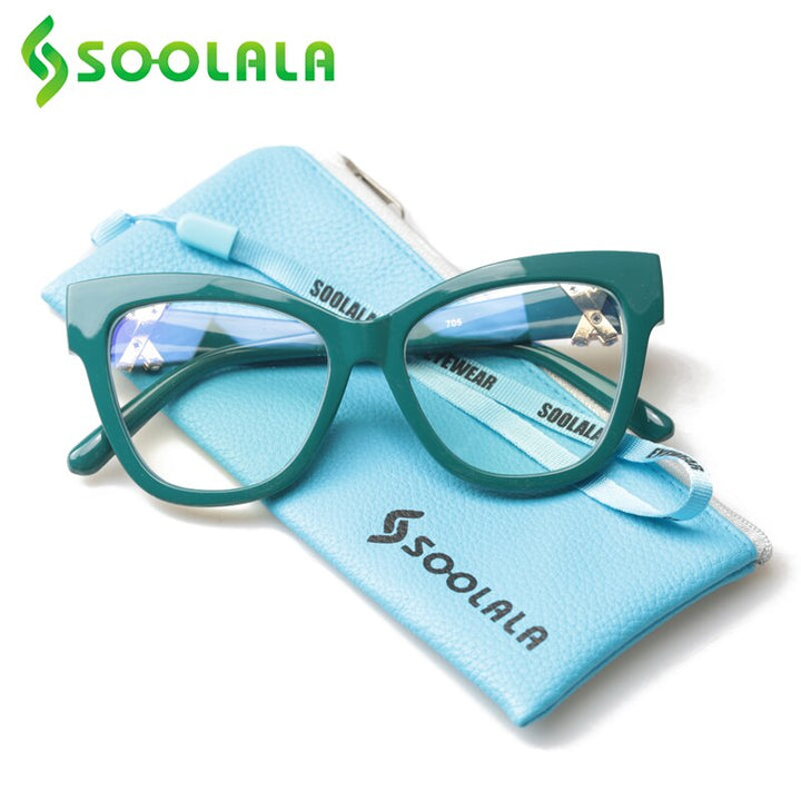 Soolala Anti Blue Light Cat Eye Reading Glasses Women With Crossed Rhinestone Eyeglass Frame 0.5 To 4.0 Reading Glasses SOOLALA   