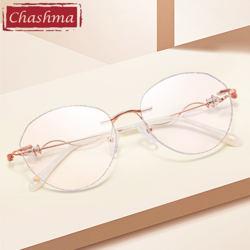 Chashma Women's Rimless Round Titanium Eyeglasses 88128 Rimless Chashma   
