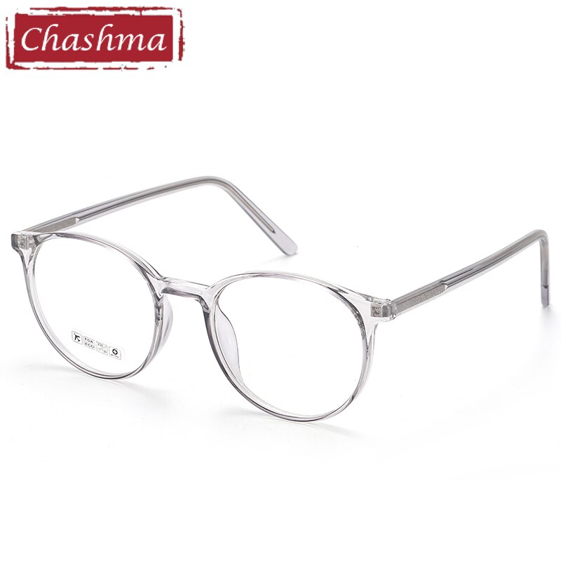 Unisex Round TR-90 Full Rim Frame Eyeglasses 8243 Full Rim Chashma Transparent Gray  