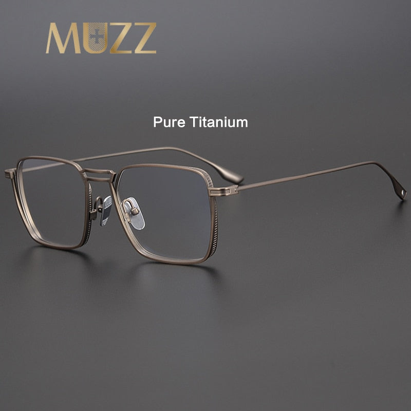 Muzz Men's Full Rim Square Titanium Frame Eyeglasses D125 Full Rim Muzz   
