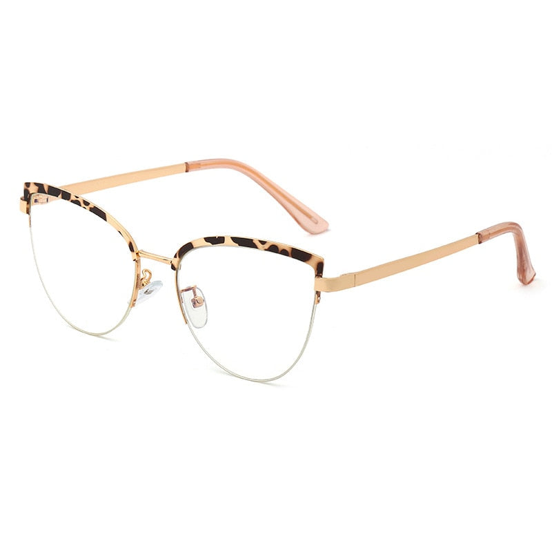 Hotony Women's Full Rim Cat Eye Alloy Frame Eyeglasses 95679 Full Rim Hotony Leopard  