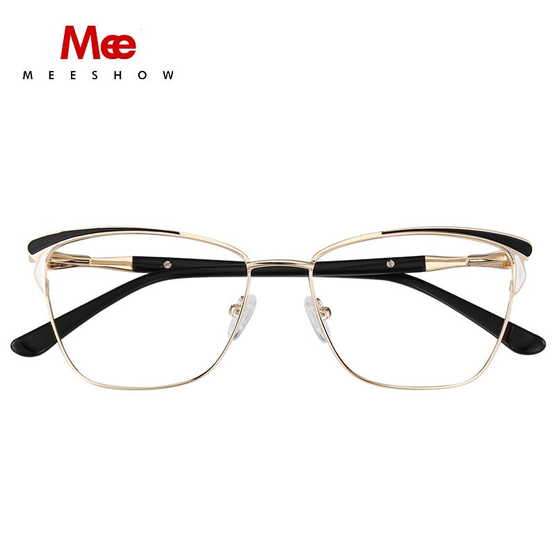 Meeshow Women's Full Rim Cat Eye Titanium Alloy Eyeglasses 6920 Full Rim Meeshow   