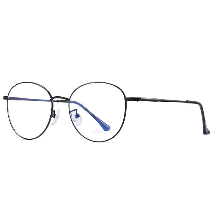 Reven Jate 1918 Unisex Eyeglasses Anti Blue Ray Light Blocking Full Rim Alloy Metal Full Rim Reven Jate black  