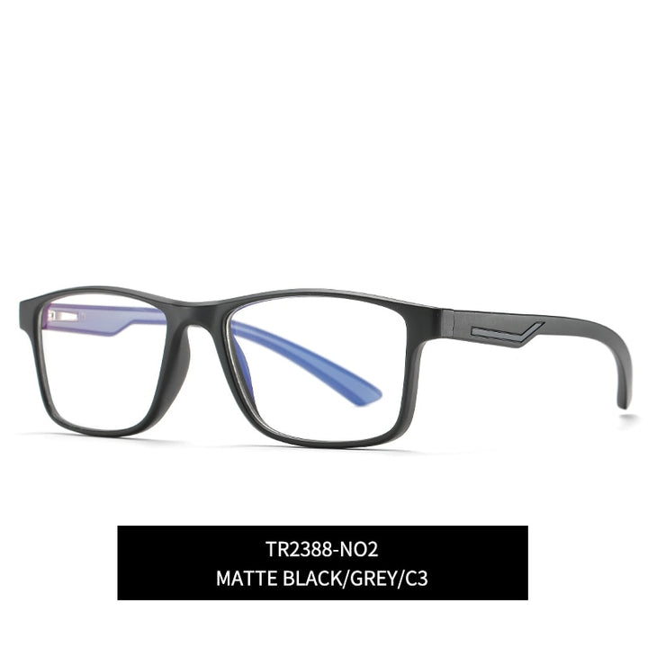 Reven Jate Men's Eyeglasses 2388 Tr90 Square Glasses Eyewear Frame Reven Jate black-grey  