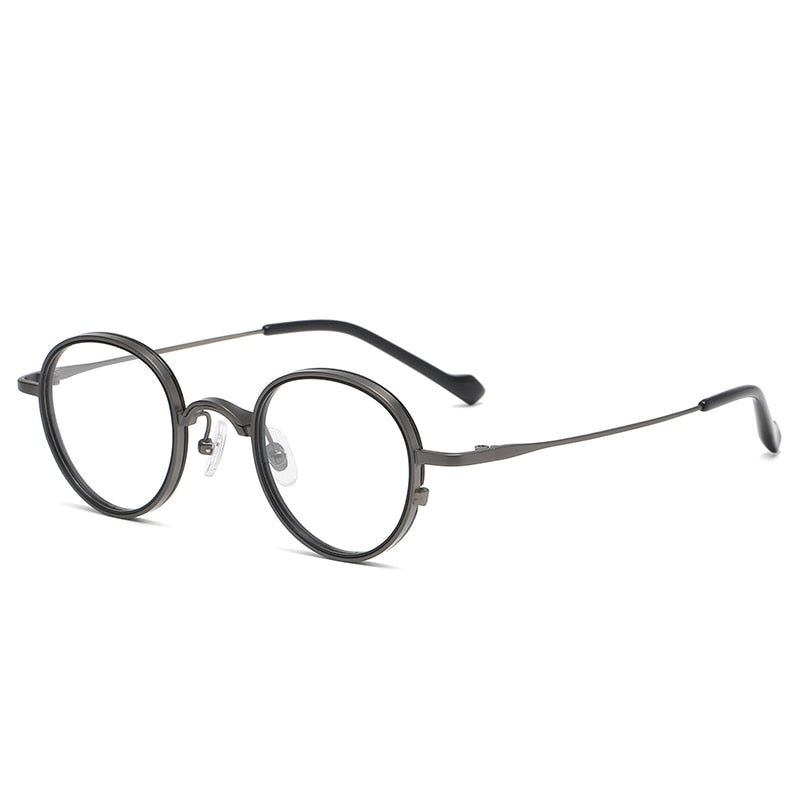 Reven Jate Unisex Eyeglasses 3075 Pure Titanium Round Frame Reven Jate grey  