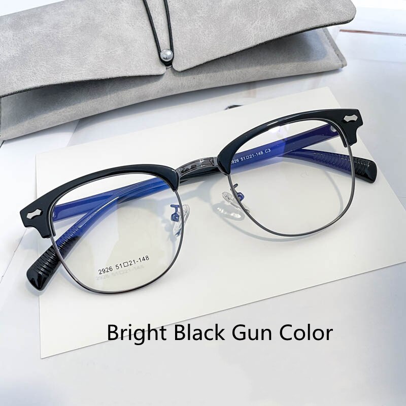 KatKani Unisex Full Rim Round TR 90 Alloy Frame Eyeglasses 2926 Full Rim KatKani Eyeglasses Black Gun  