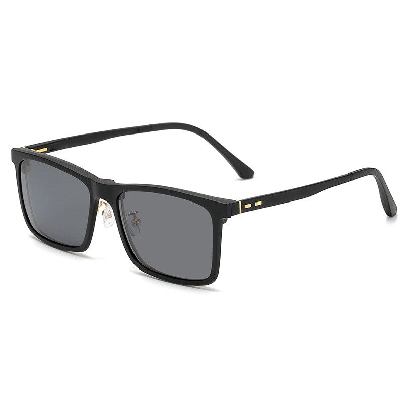KatKani Men's Semi Rim Alloy Frame Eyeglasses Magnetic Polarized Sunglasses Tj2172 Sunglasses KatKani Eyeglasses Black Gold C2  
