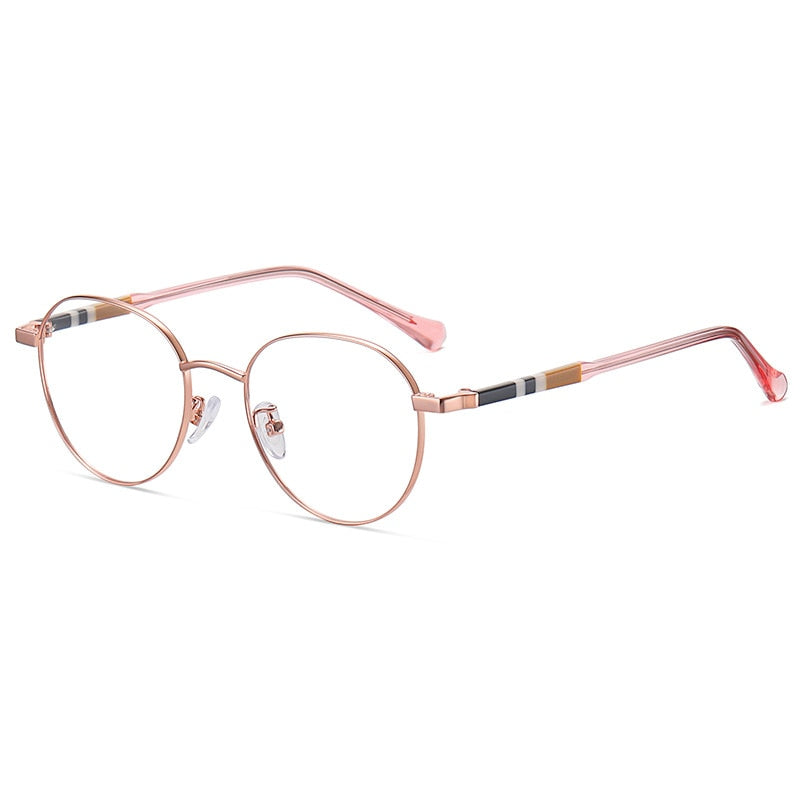 KatKani Unisex Full Rim Acetate Alloy Frame Eyeglasses K1922 Full Rim KatKani Eyeglasses Rose Gold  