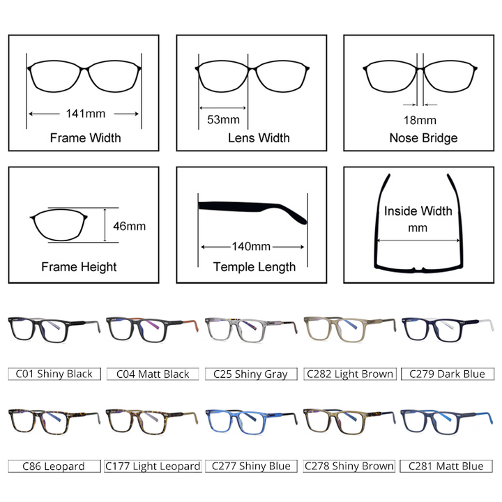 Ralferty Men's Eyeglasses TR90 Square Anti Blue Light D2323-1 Anti Blue Ralferty   