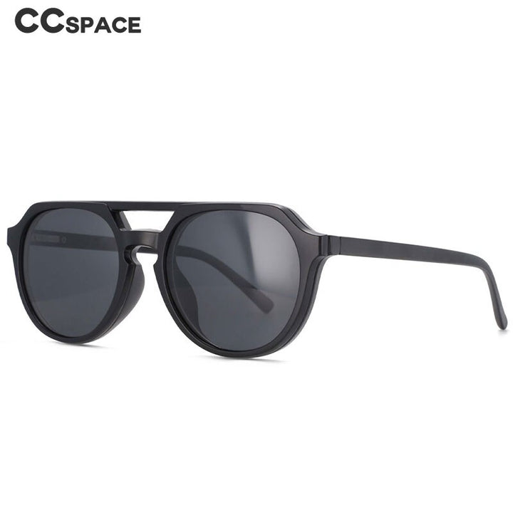CCSpace Unisex Full Rim Round Tr 90 Titanium Frame Eyeglasses Clip On 5 Piece Lens Sunglasses 53882 Sunglasses CCspace   