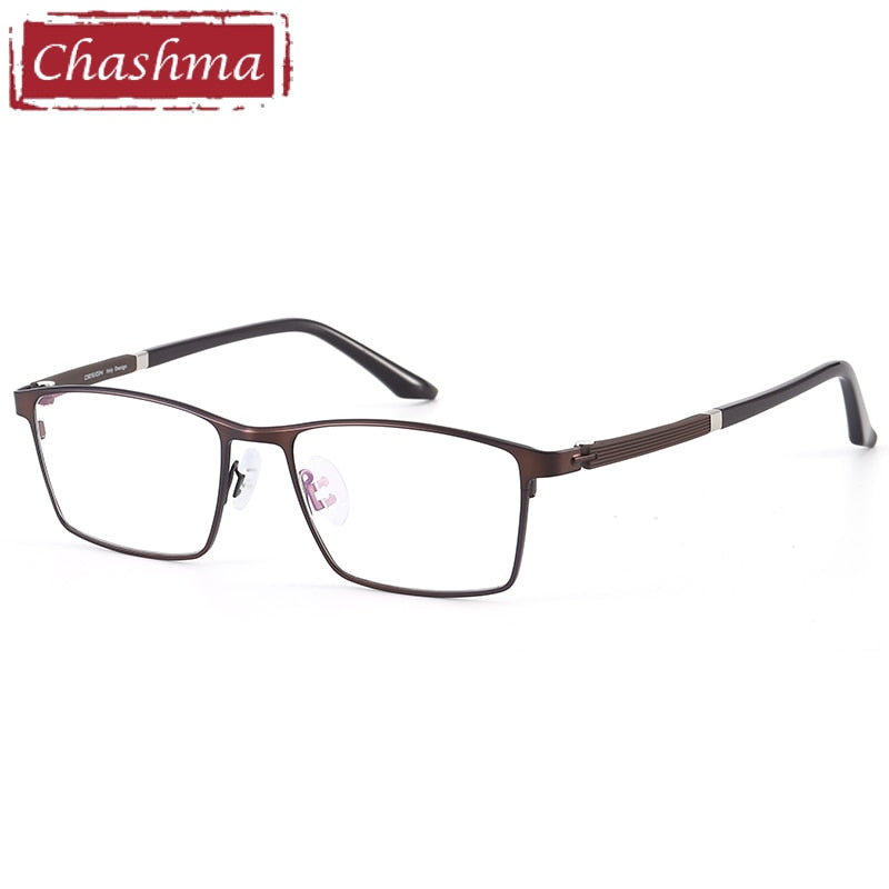 Chashma Ottica Men's Full Rim Large Square Titanium Alloy Eyeglasses 9493 Full Rim Chashma Ottica Brown  