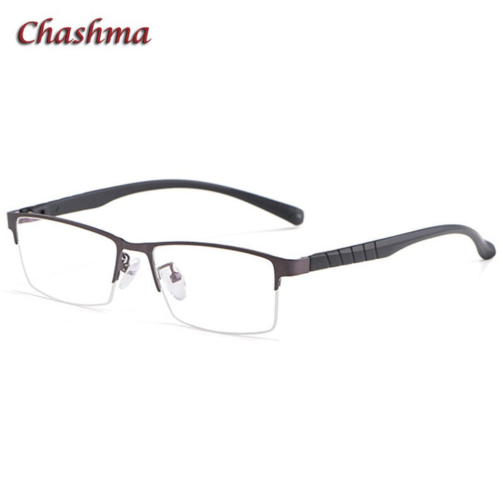 Chashma Ochki Semi Rim Unisex Square Alloy Eyeglasses 89033 Semi Rim Chashma Ochki Gray  