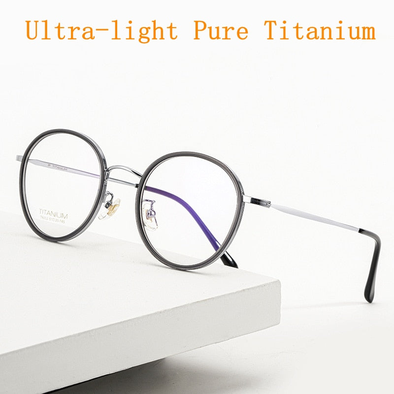 Yimaruili Unisex Full Rim Elastic β Titanium Round Frame Eyeglasses T6053 Full Rim Yimaruili Eyeglasses   