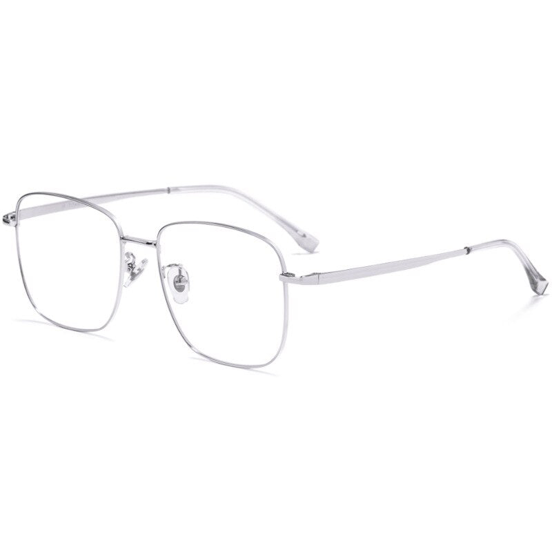Yimaruili Unisex Full Rim Titanium Round Frame Eyeglasses T3501 Full Rim Yimaruili Eyeglasses Silver  