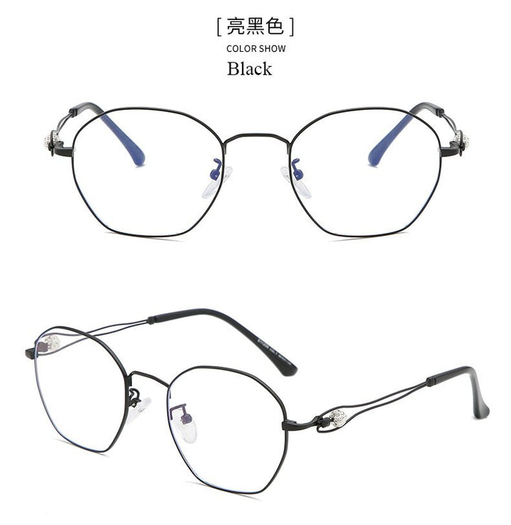 Women's Irregular Alloy Full Rim Eyeglasses 11256 Full Rim Bclear   